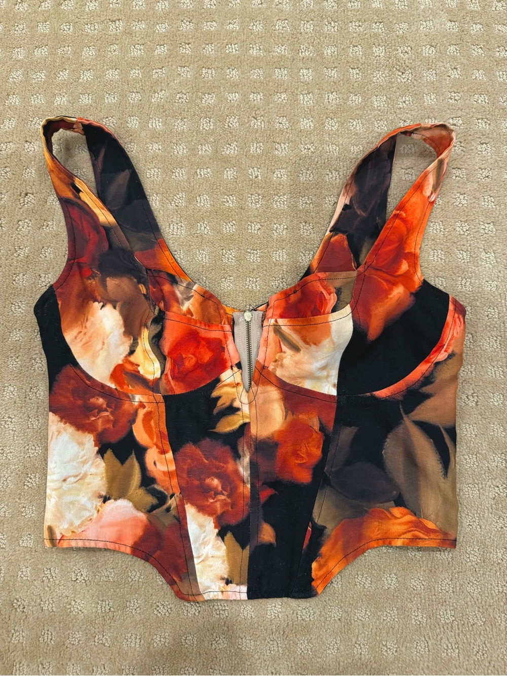 RESA Orange Multi Floral Bustier Crop Top